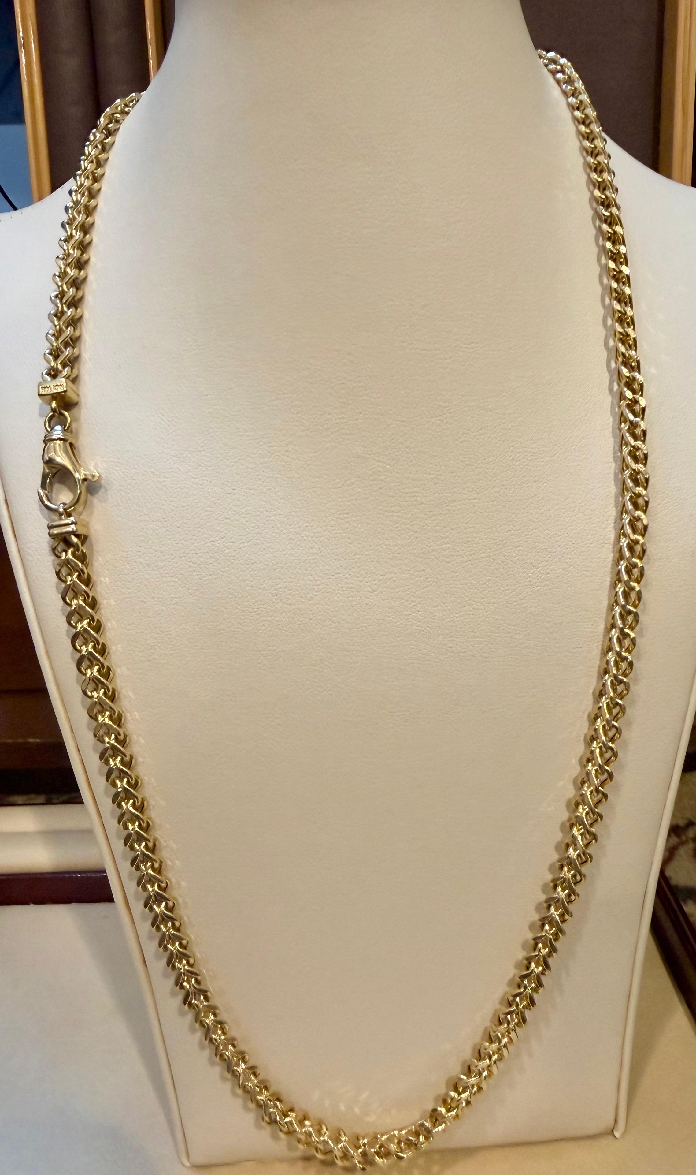 Vintage 14K Solid Yellow Gold Curb Link Chain, 25.7 Gm , 23