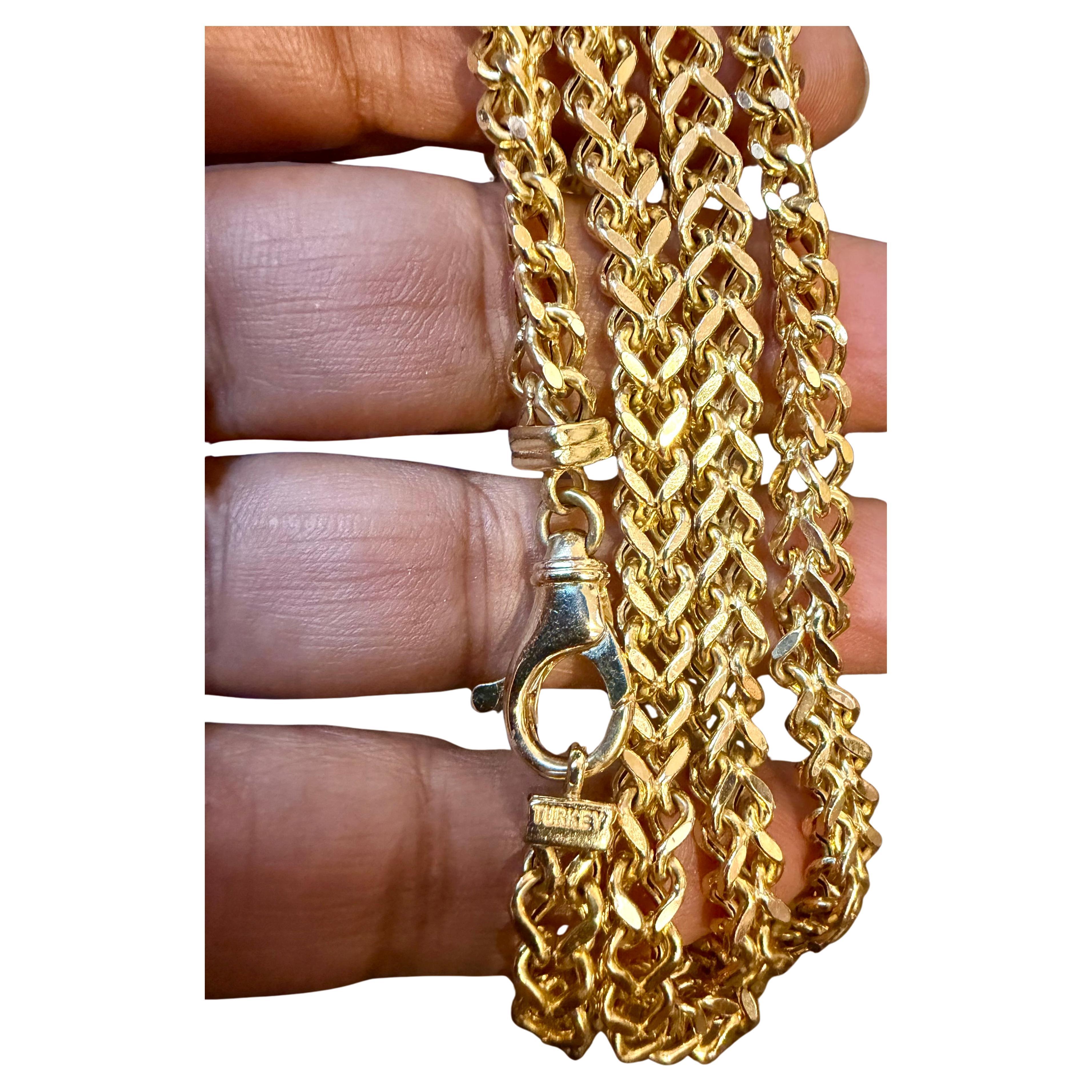 Vintage 14K Solid Yellow Gold Curb Link Chain, 25.7 Gm , 23" Long Made in Turkey