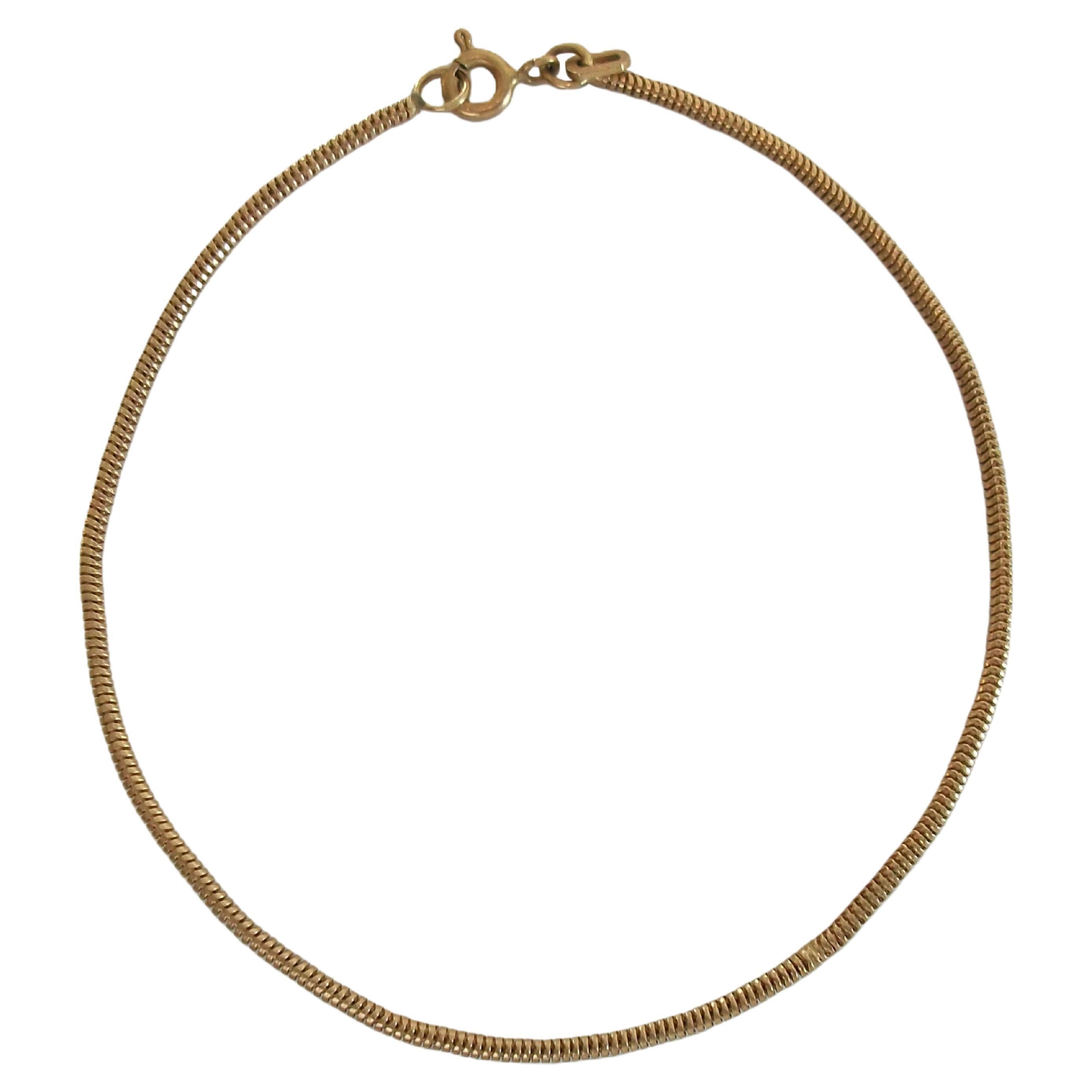 Vintage 14K Solid Yellow Gold Snake Chain Bracelet - Italy - Circa 1980
s For Sale