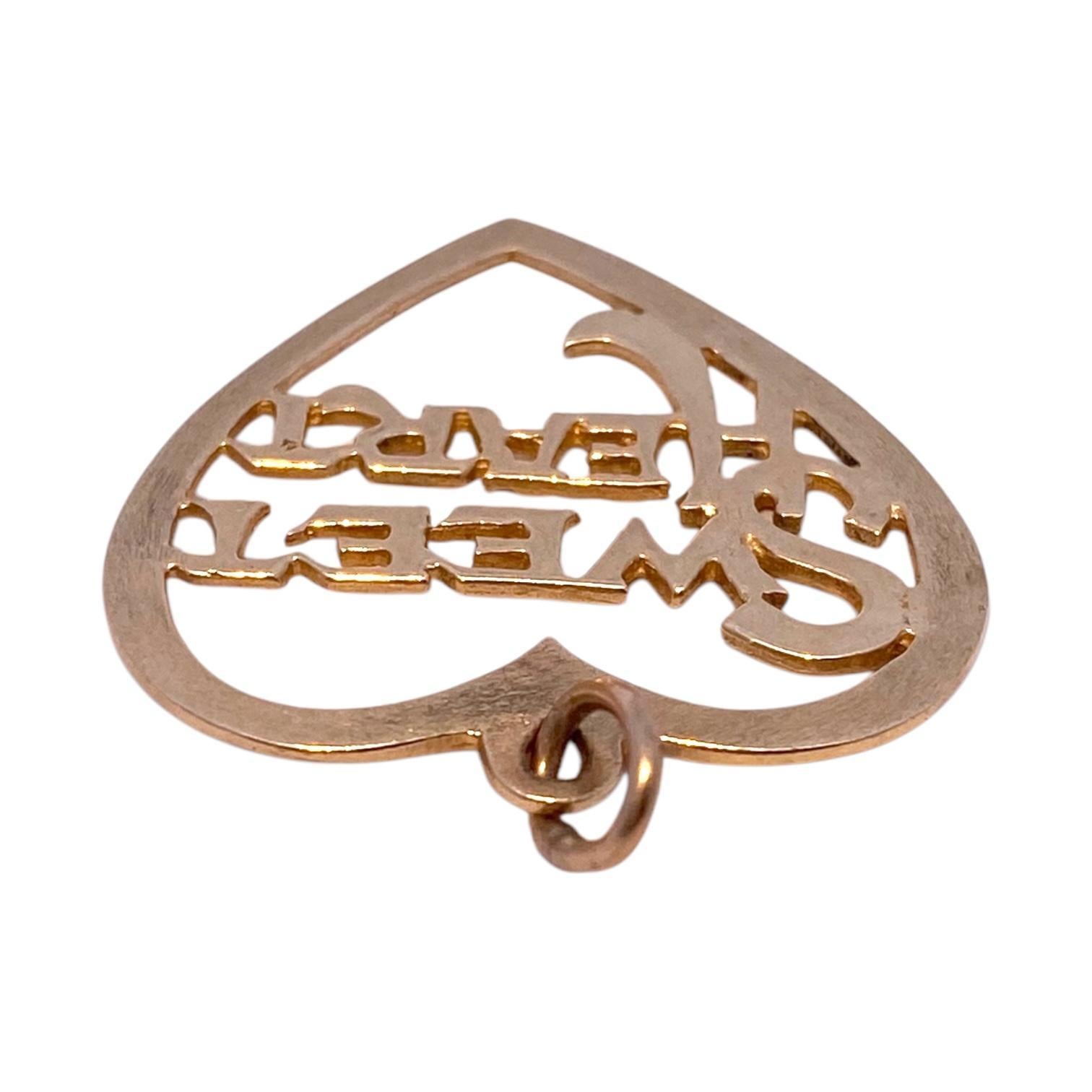 Vintage 14K Sweetheart Charm Pendant In Good Condition In Henderson, NV