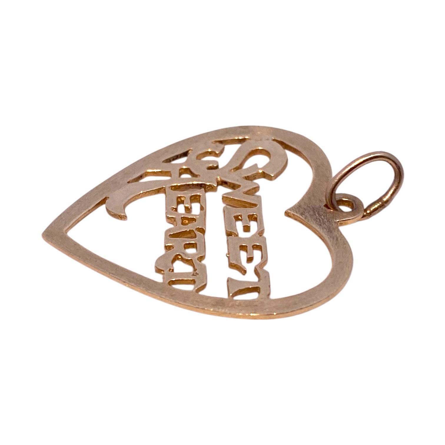Women's or Men's Vintage 14K Sweetheart Charm Pendant