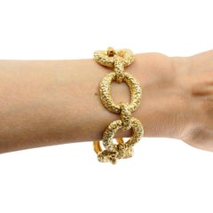 Vintage 14k Textured Gold Link Bracelet Estate Jewelry