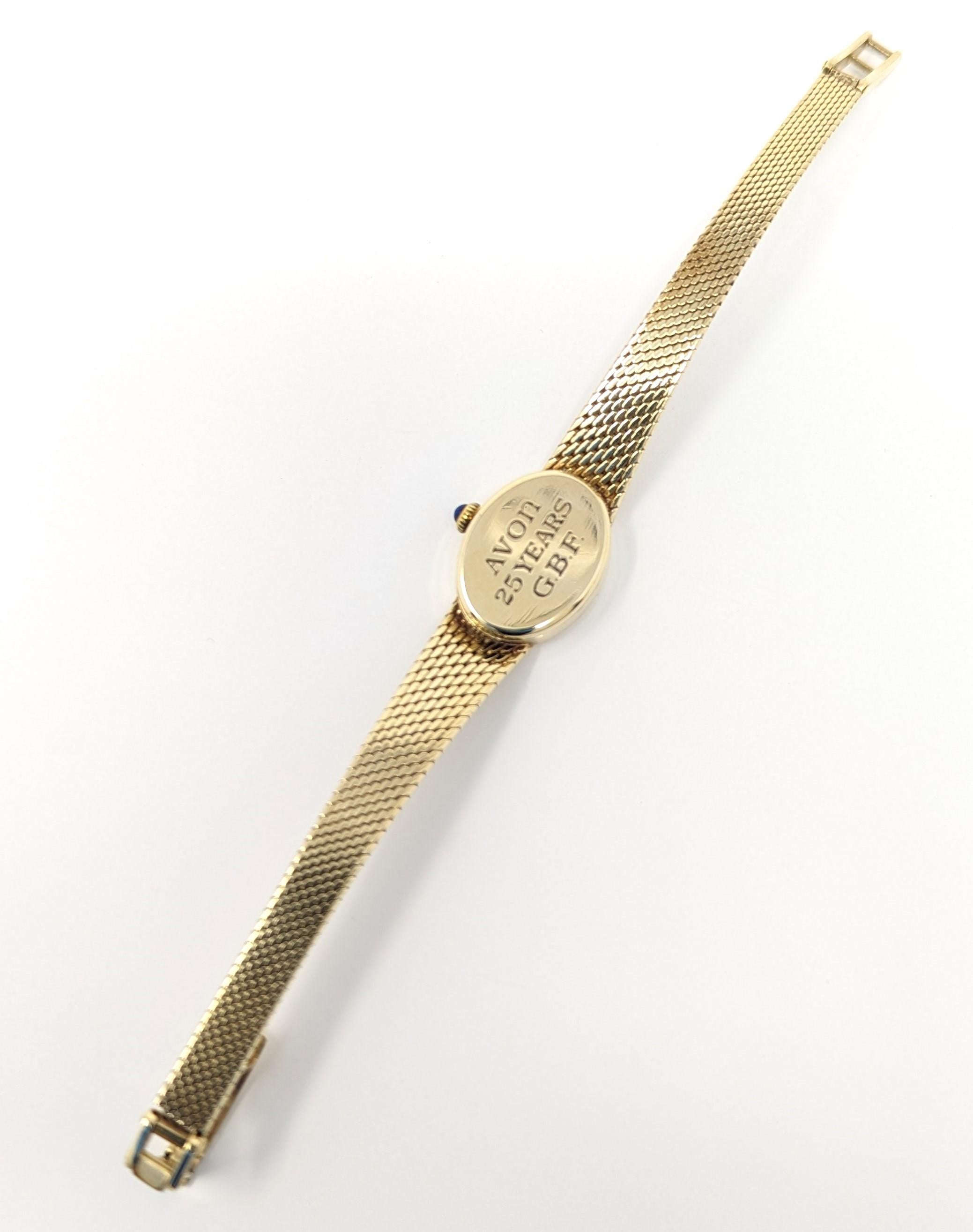 Vintage 14k Tiffany & Co Watch Mesh Band Solid Yellow Gold Ladies Award Signed In Fair Condition For Sale In Greer, SC