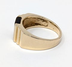 Vintage 14k Tiger's Eye Ring Modernist Solid Yellow Gold Men's US Size 11.75