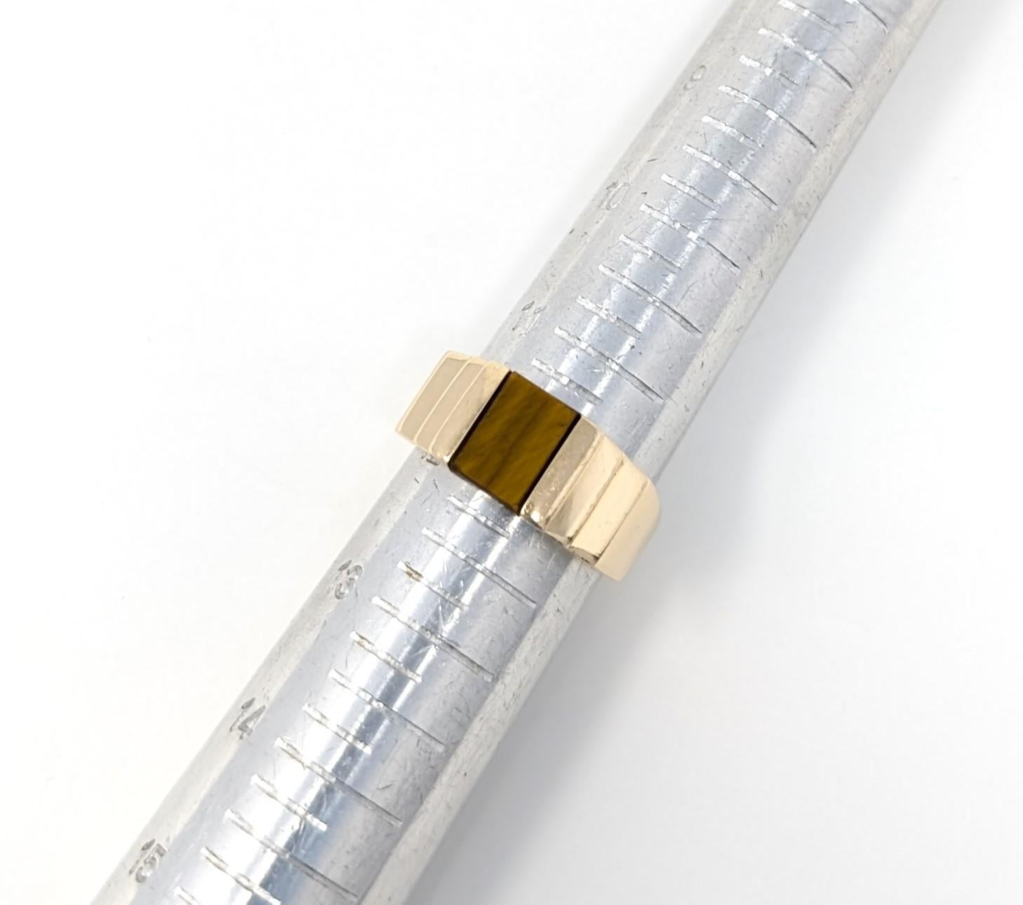 Anello d'epoca con occhio di tigre 14k in oro giallo massiccio da uomo taglia 11,75 in vendita 2