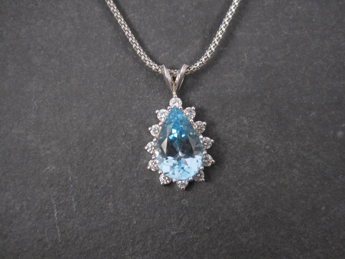 Contemporary Vintage 14K Topaz Diamond Necklace For Sale