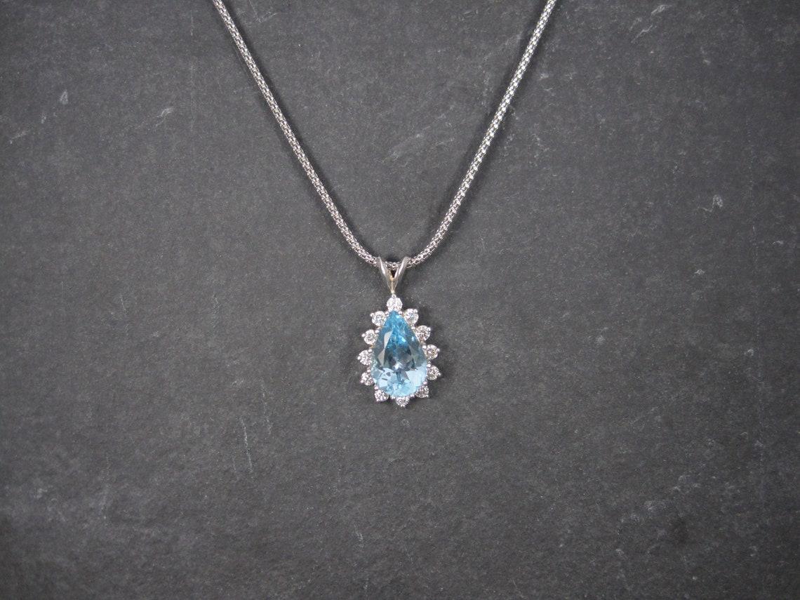 Women's Vintage 14K Topaz Diamond Necklace For Sale