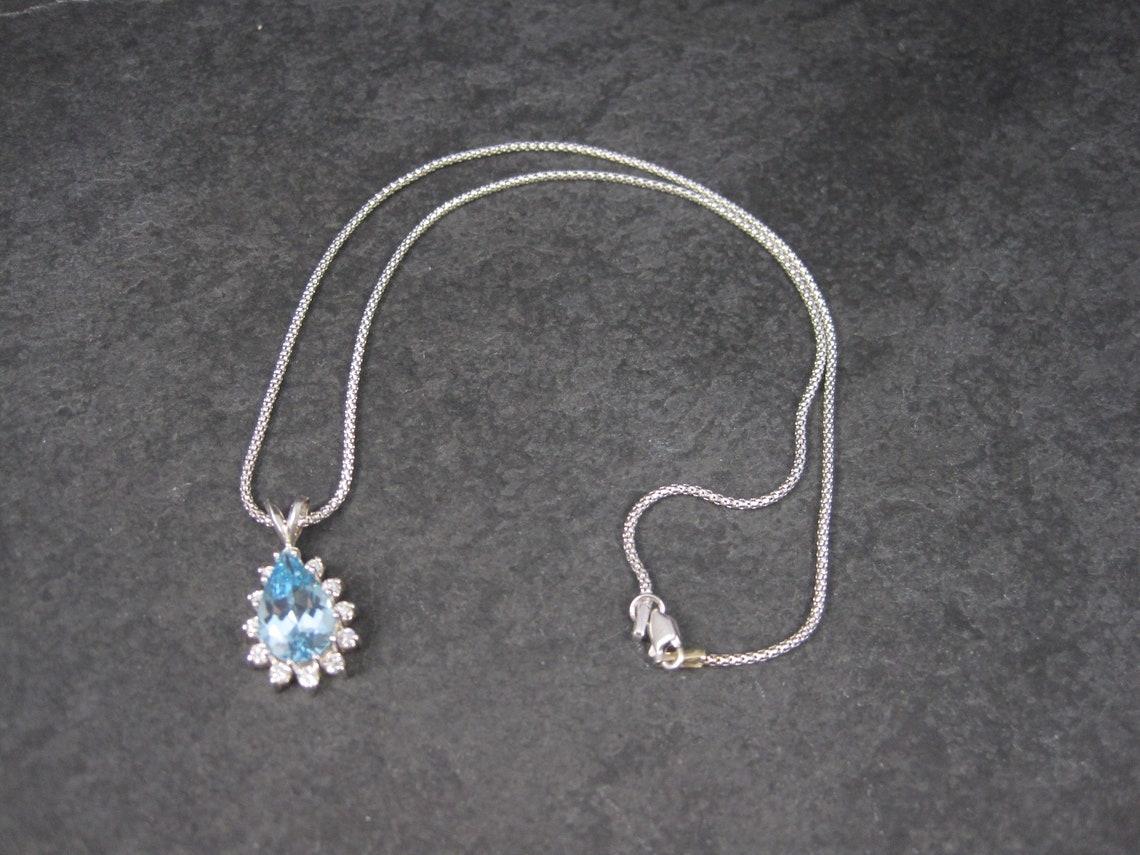Vintage 14K Topaz Diamond Necklace For Sale 2