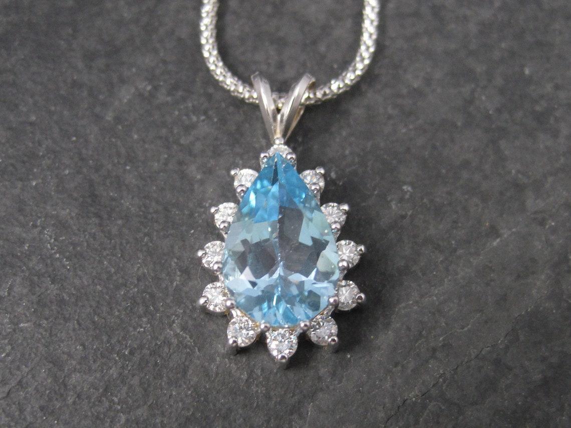 Vintage 14K Topaz Diamond Necklace For Sale 4