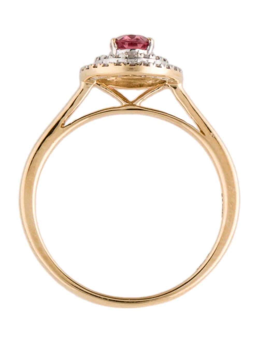 Women's Vintage 14K Tourmaline & Diamond Cocktail Ring Size 6.5 -Statement Jewelry Piece