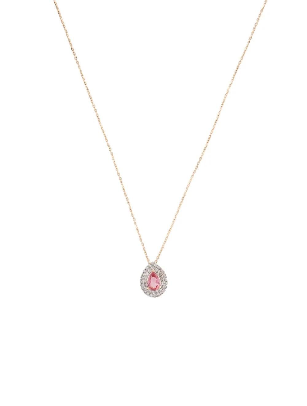 Elevate your jewelry collection with this exquisite 14K Yellow Gold Pendant Necklace, featuring a stunning Pear Modified Brilliant Tourmaline and sparkling Diamonds.

Specifications:

* Metal Type: 14K Yellow Gold
* Length: Adjustable from 16