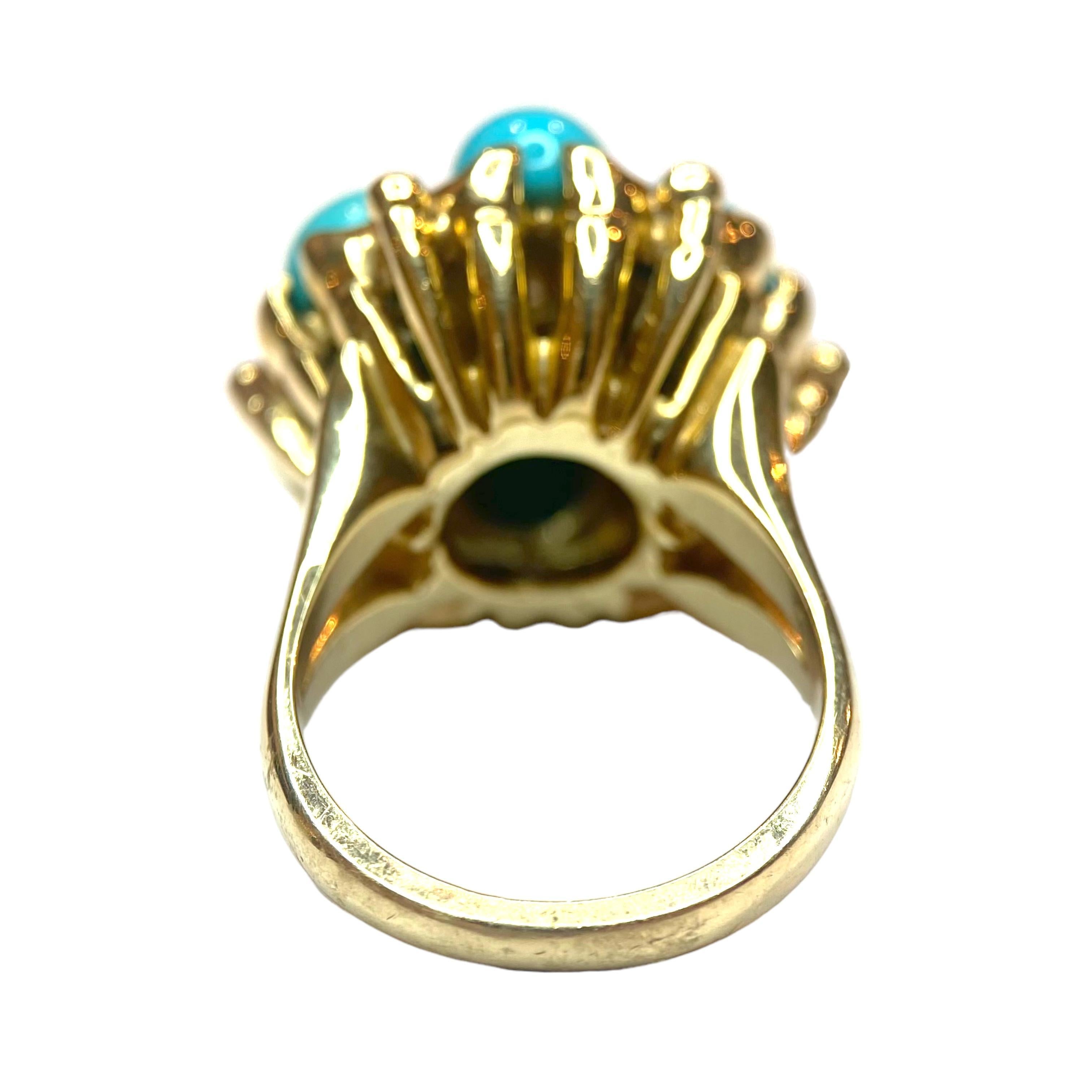 Vintage 14K Turquoise & Diamond Ring In Good Condition For Sale In Henderson, NV