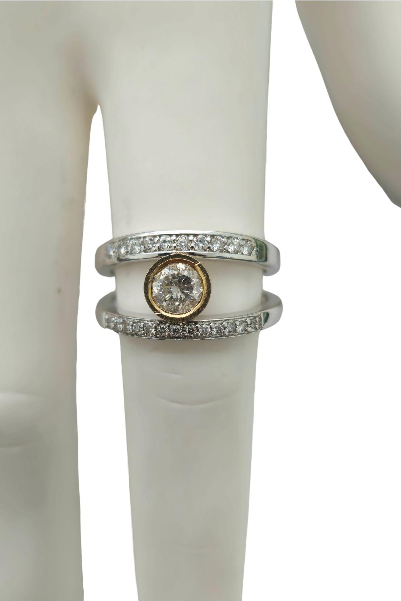 Women's Vintage 14K two tone, 0.76ct Diamond Engagement Ring For Sale