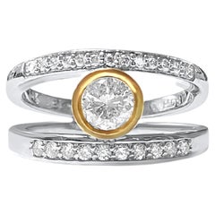 Vintage 14K Two Tone, 0.76ct Diamond Engagement Ring