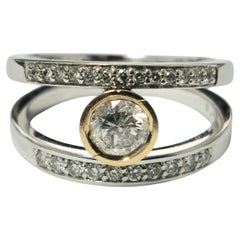 Vintage 14K two tone, 0.76ct Diamond Engagement Ring