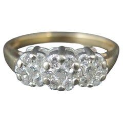Vintage 14k Two Tone 1/2 Carat Diamond Cluster Ring Size 8.25