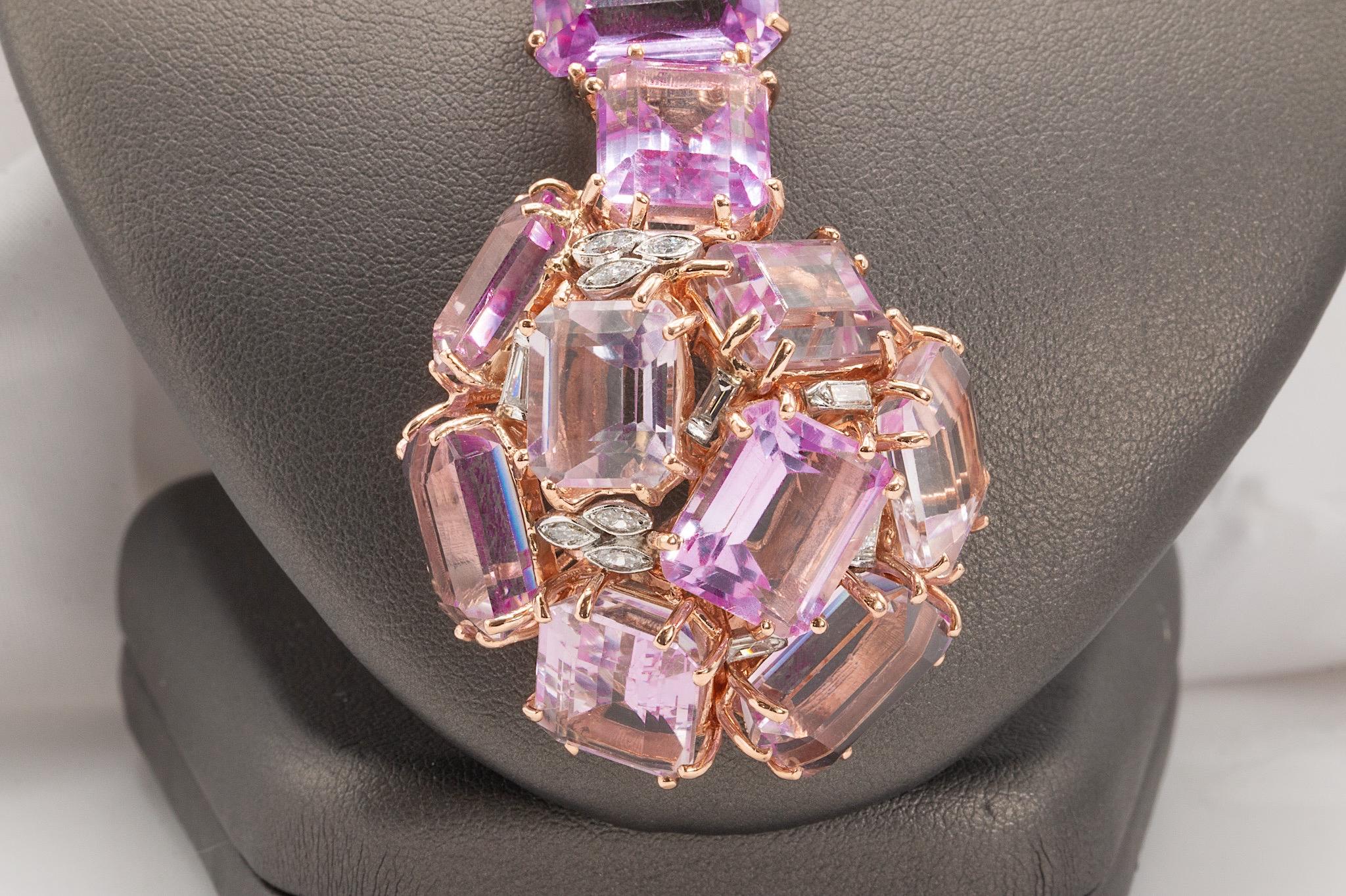 Vintage 14k Two-Tone Amethyst and Diamond Necklace In Good Condition For Sale In Houston, TX