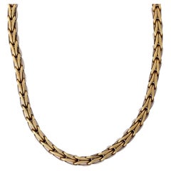 Vintage 14k Two Tone Brushed Gold Link Necklace