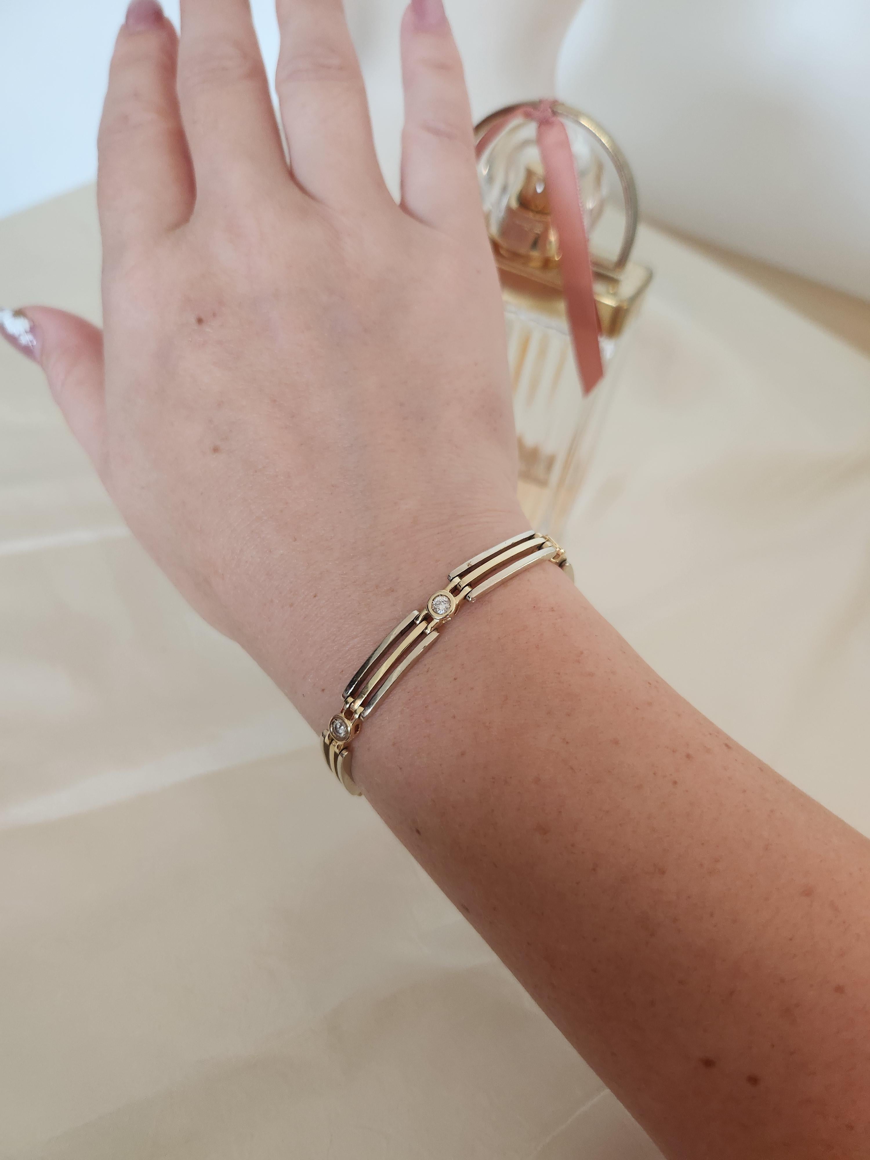 De las mujeres Pulsera vintage 14K con bisel de diamantes en dos tonos en venta