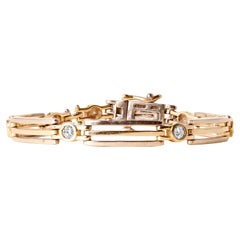 Vintage 14K Two Tone Diamond Bezel Set Bracelet