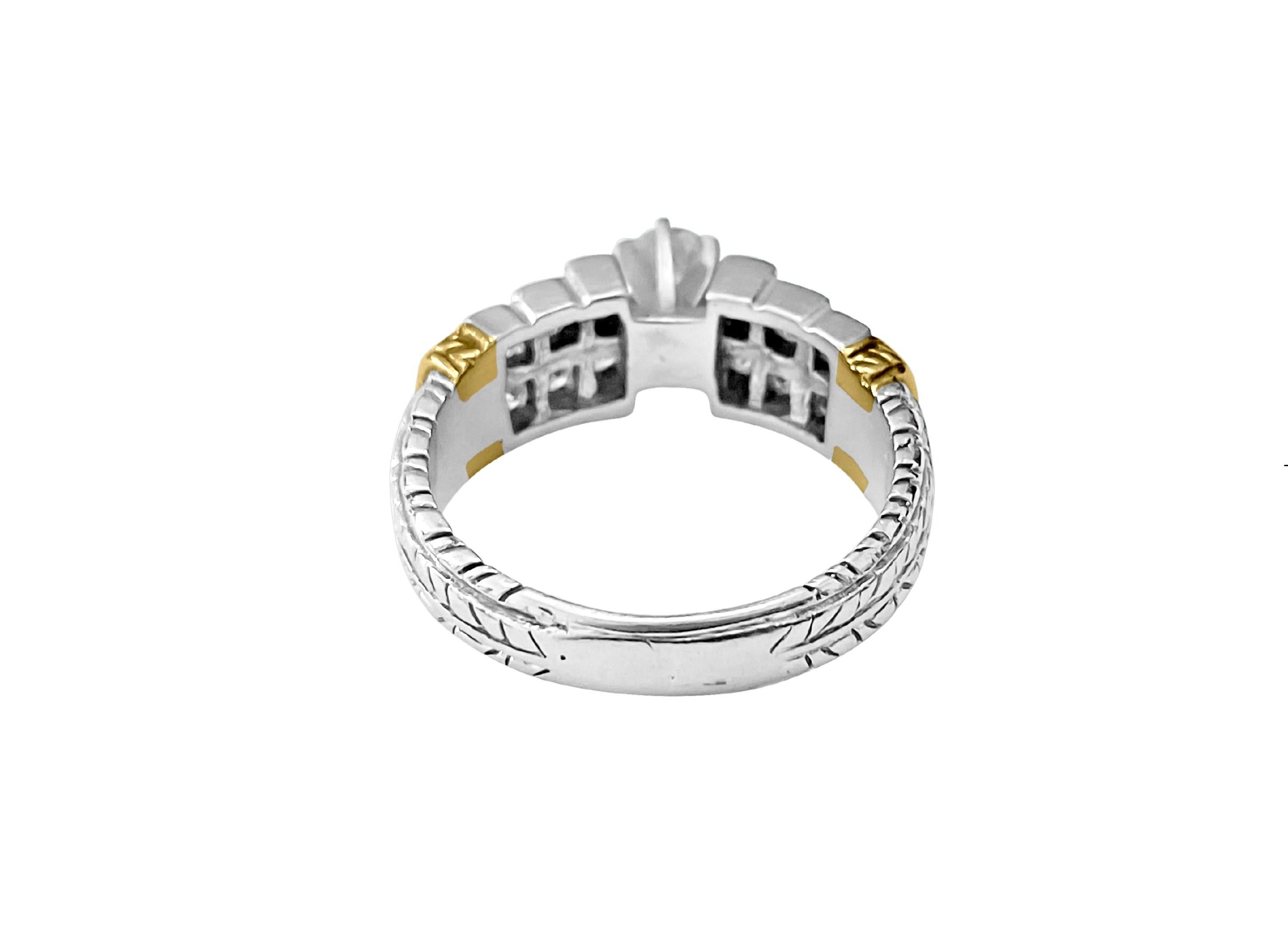 Vintage 14K Two Tone, Diamond Engagement Ring For Sale 1
