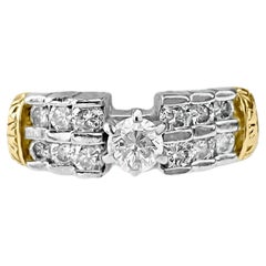 Vintage 14K Two Tone, Diamond Engagement Ring
