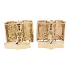 Gemelos rectangulares grandes redondos de 0,38 ctw de oro bicolor de 14k vintage