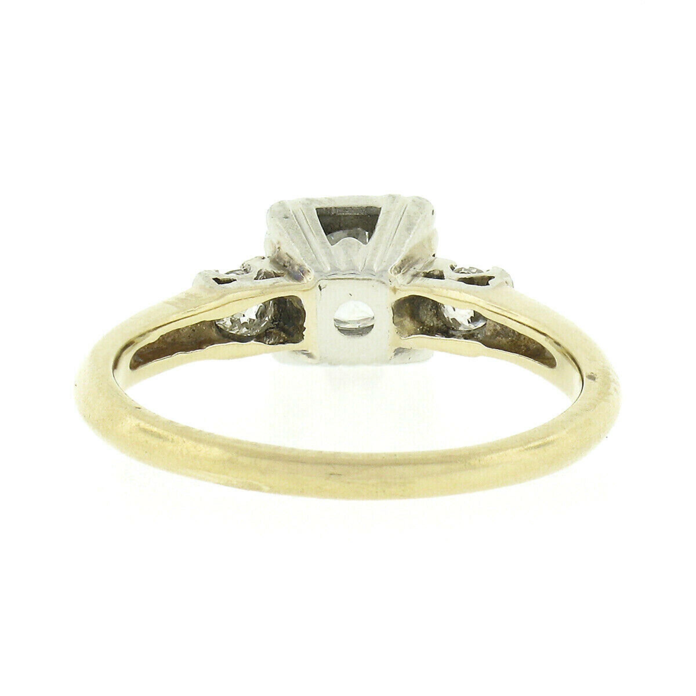 Vintage 14k Two Tone Gold 0.50ct Old European Diamond Solitaire Engagement Ring For Sale 2