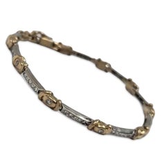 Vintage 14K Two-Tone Gold 1.10tcw Diamond Link Bracelet – Italian Retro Elegance