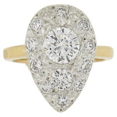 Vintage By in oro bicolore con 1,15 carati di diamanti incastonati, grande anello con pera a goccia