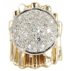 Vintage 14K Two-Tone Gold 1.20CTW Diamond Cocktail Ring