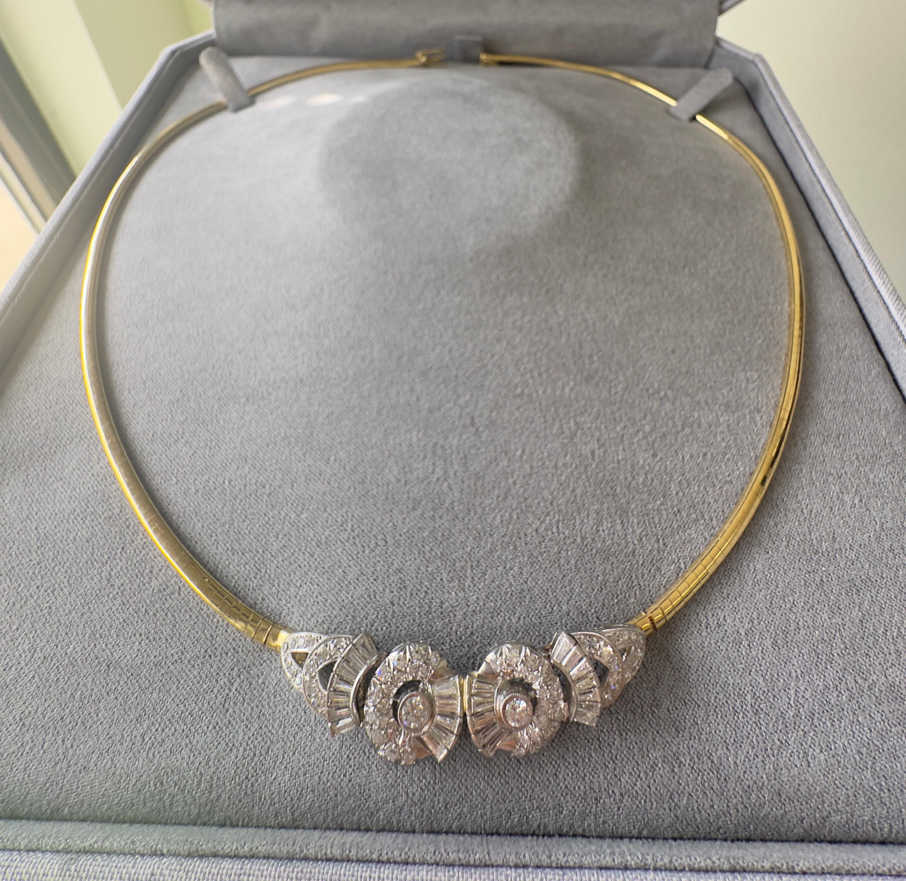 Women's Vintage 14K Two-Tone Gold and Diamond Necklace For Sale