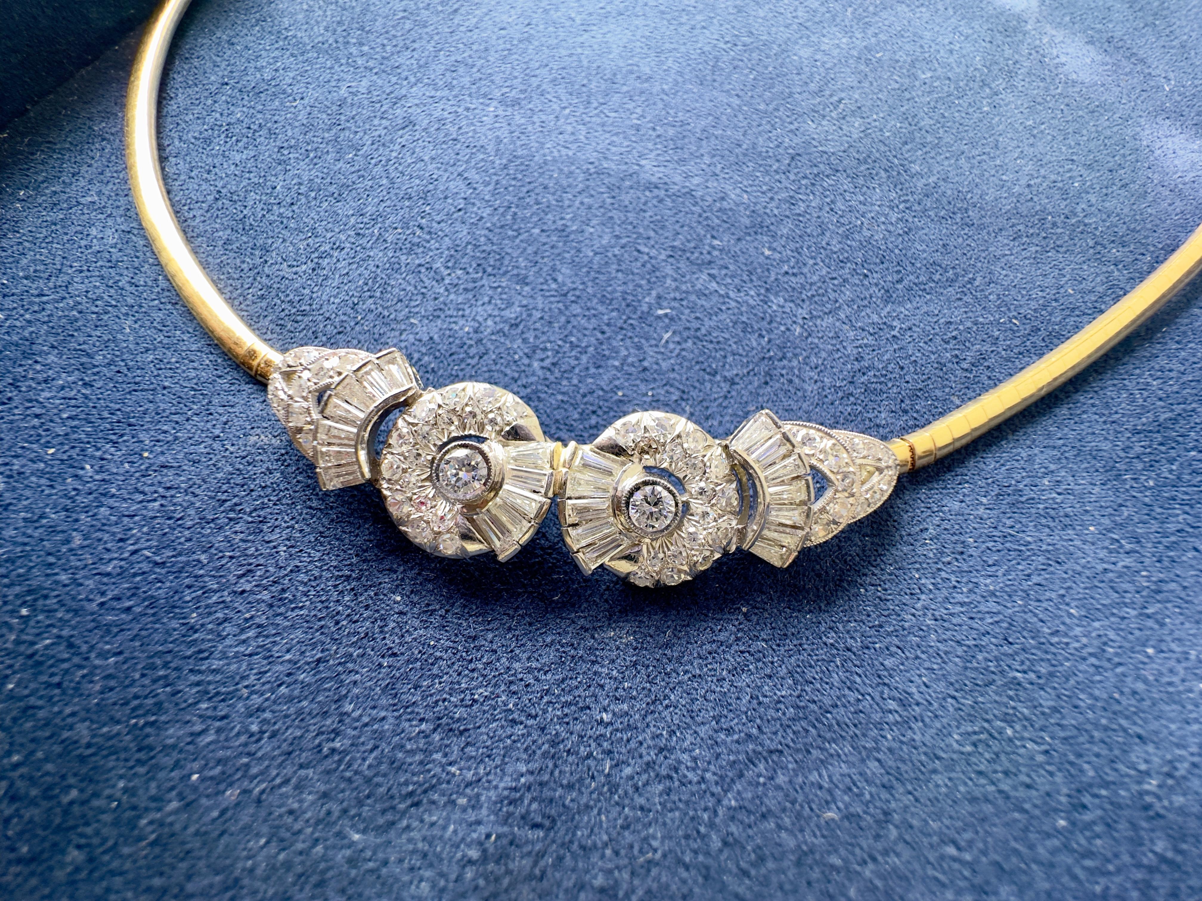 Vintage 14K Two-Tone Gold and Diamond Necklace For Sale 1