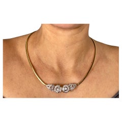 Collier vintage 14 carats bicolore avec diamants