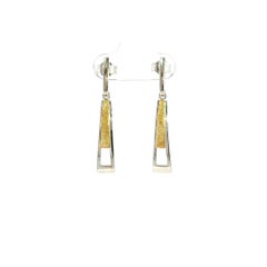 14K Two-Tone Gold Geometric Dangle Earrings with Vintage Design