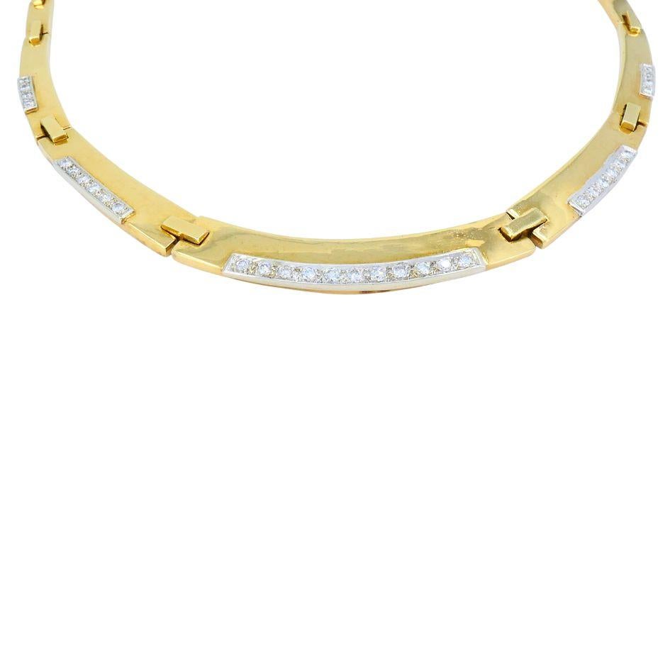 Brilliant Cut Vintage 14k Two-tone Gold Diamond Necklace For Sale