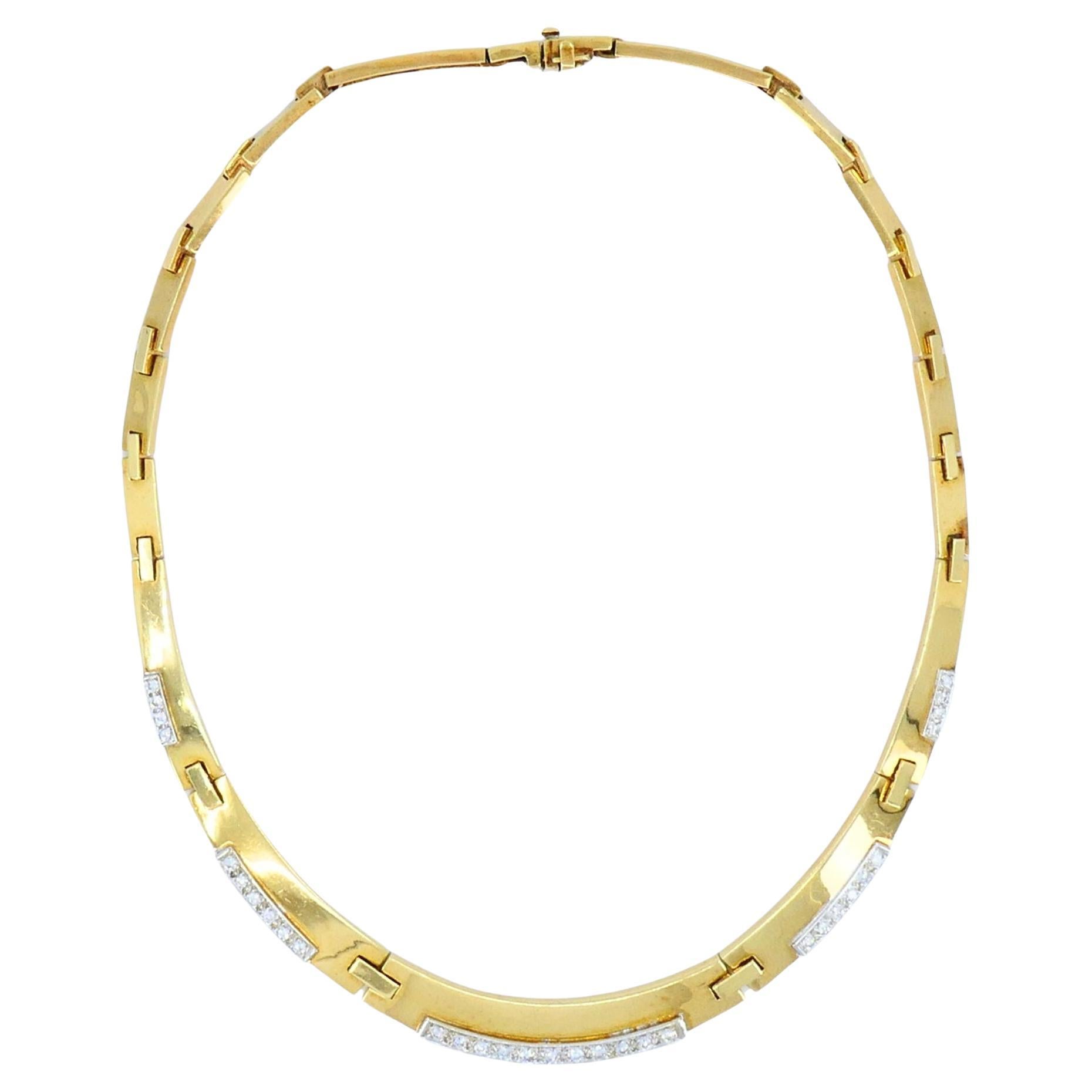 Vintage 14k Two-tone Gold Diamond Necklace For Sale