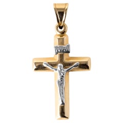Pendentif Jésus sur la croix en or bicolore 14K Vintage