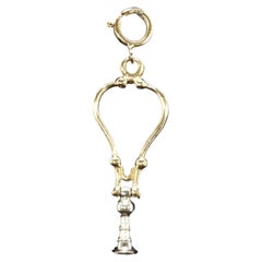 Vintage 14K Two Tone Gold Old School Antique Stethoscope Charm Pendant Medical 1