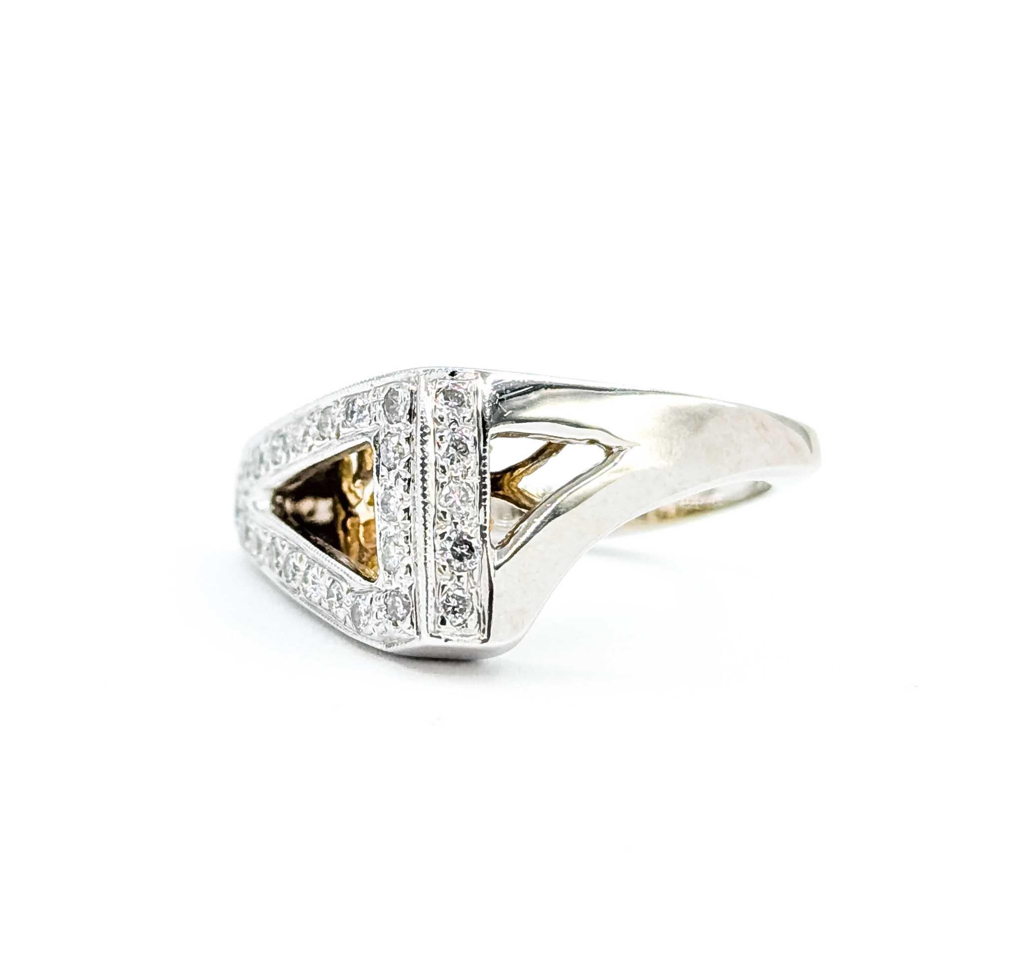 Vintage 14k Zwei-Ton-Gold Scroll Ring (Retro) im Angebot