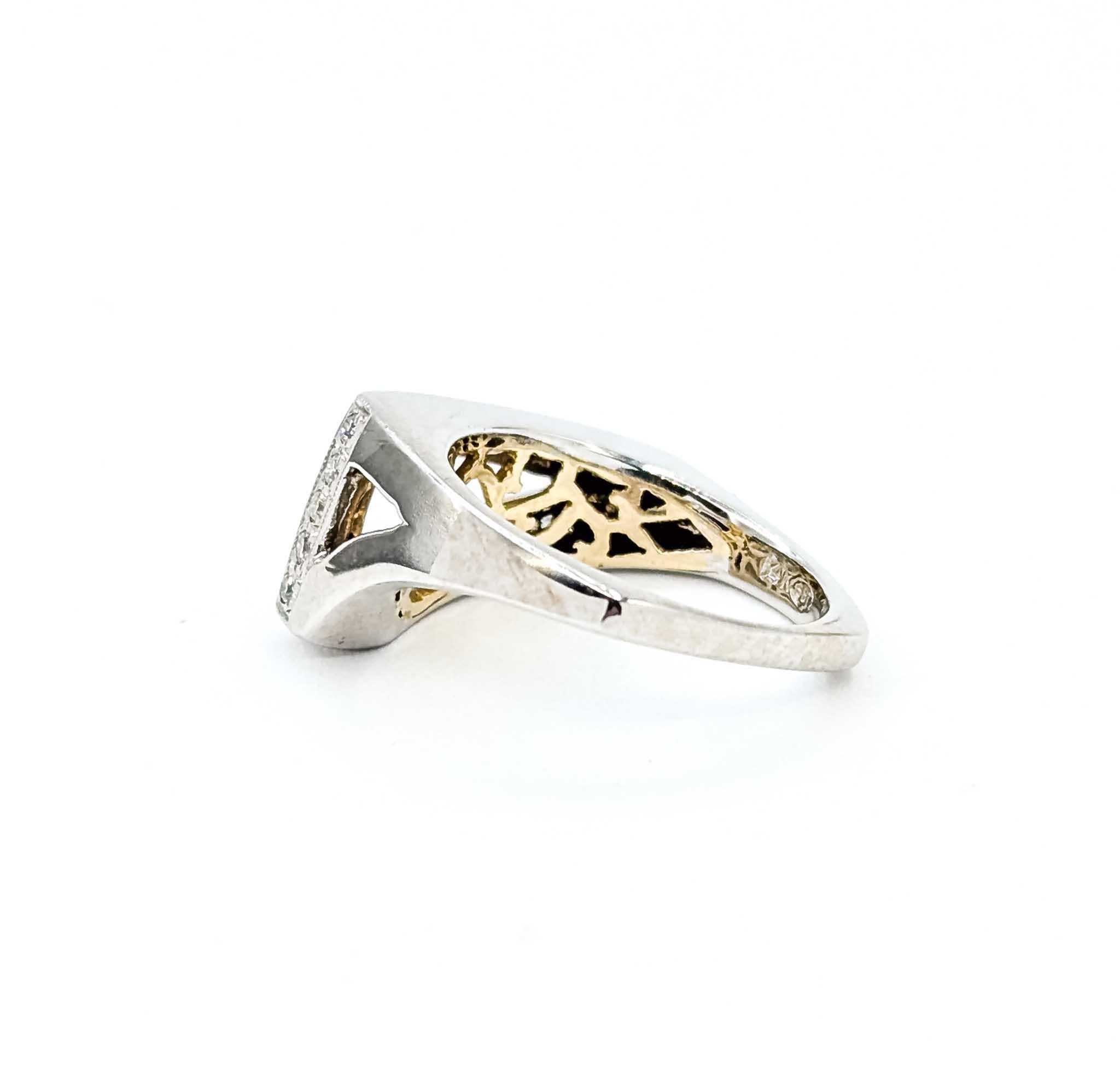 Vintage 14k Zwei-Ton-Gold Scroll Ring Damen im Angebot