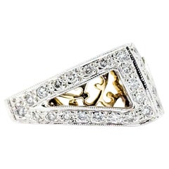Vintage 14k Zwei-Ton-Gold Scroll Ring