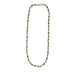 Collana a catena geometrica sovietica d'epoca in oro bicolore 14k A Link