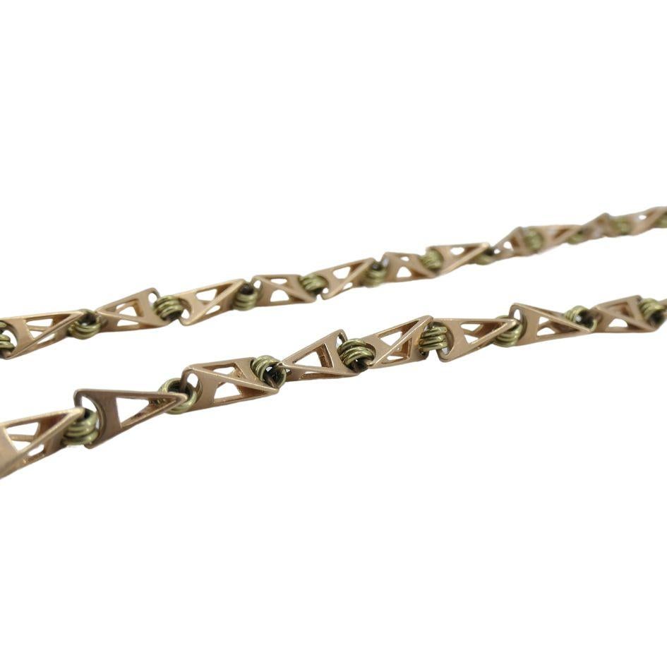 Vintage 14k Two-tone Gold Soviet Geometric Chain Link Necklace 1