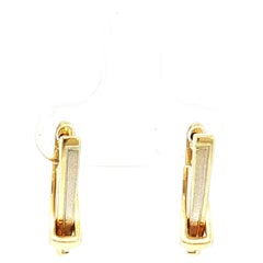 Vintage 14K Two-Tone Gold Triangle Earrings  English Lock Geometric Hoop