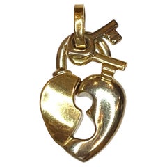 Vintage 14K Two Tone Heart Lock Pendant