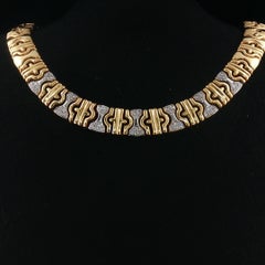 Vintage 14K Two Tone Parentesi Necklace with Diamond Cluster