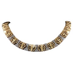 Vintage 14K Two Tone Parentesi Necklace with Diamond Cluster