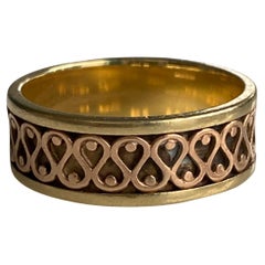 Retro 14k Two-Tone Pattern Design Ring