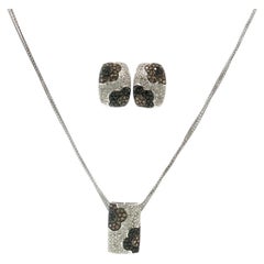 Vintage 14K WG Pendant Necklace & Earrings with 2.37 Carat Diamonds